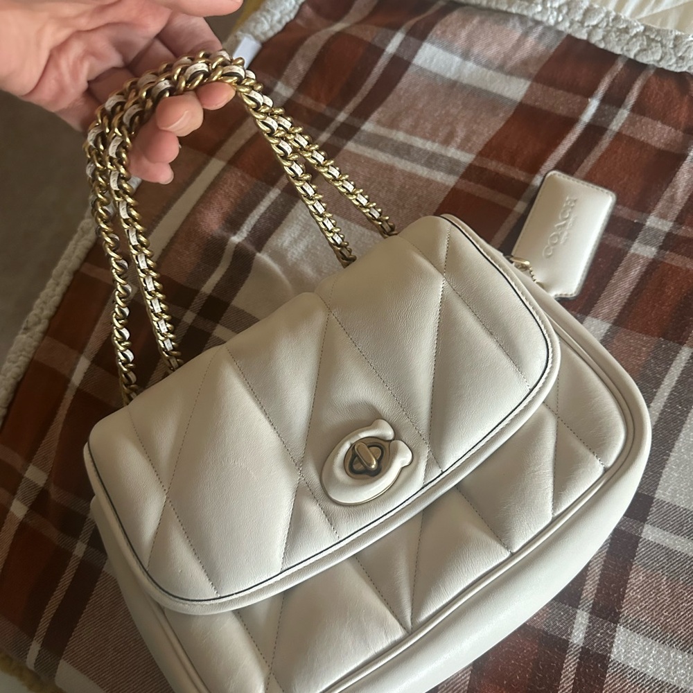 Coach Quilted Leather Shoulder Bag - Cream
